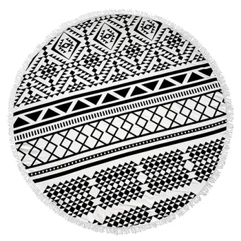 Custom Round Beach Towel 2024: Mandala Style Microfiber Sublimation Print with Tassel
