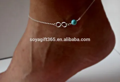 Turquoise Bead Infinity Anklet Ankle Bracelet Foot Jewellery