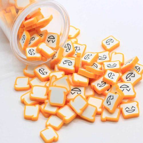 Pretty Yellow Smile Funny Faces 10mm Bread Square Polymer Clay Soft Nail Art Stickers 500 g / bag Ragazze Women Nail Decors