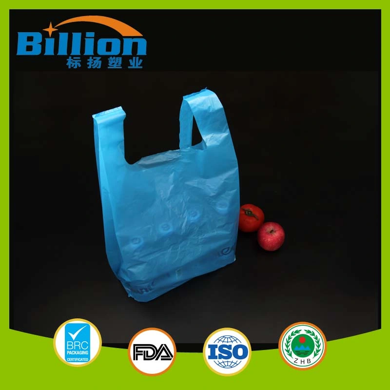 Blue HDPE T-Shirt Bag Grocery Bag Carrier Bag Handle Bag