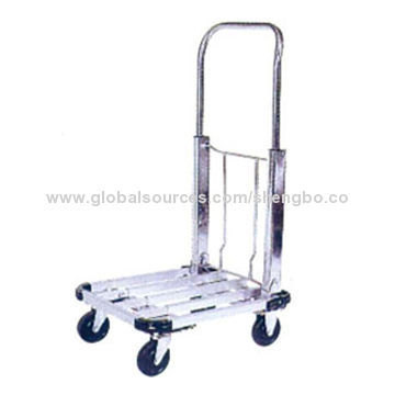 Foldable platform hand truck with 100kg load and 4" caster, weighs 7.4kg