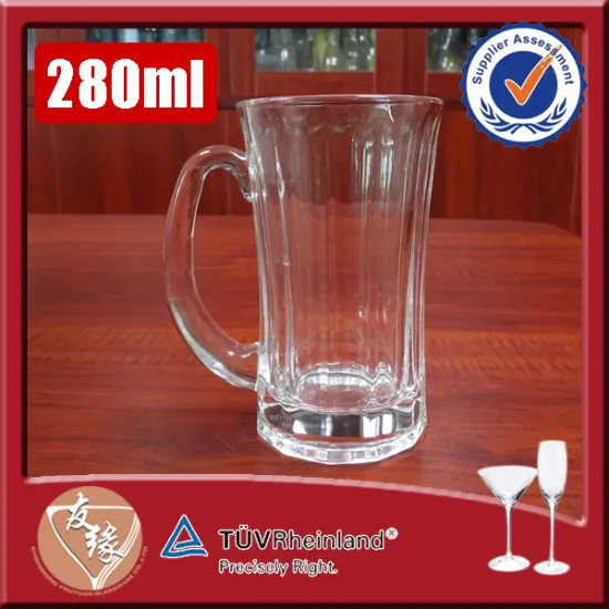 China cheap 280ml (10oz) small glass beer stein with handle