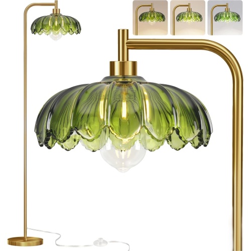 Remote control LED Bohemian vintage brass floor lamp
