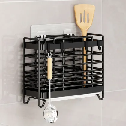 Nail-free household chopsticks barrel kitchen wall spoon chopsticks rack
