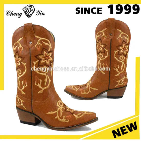 Fashion Style Good Quality Brown Winter Wenstern Cowboy Boot For Women