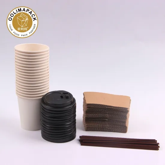 Wholesale Italian Coffee Cups, 16oz White Paper Cups with Milk Cup Sleeves