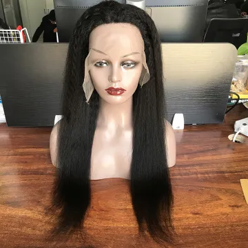 Wholesale Kinky Straight Human Hair Lace Wigs,Full Lace Wig Kinky Straight,Middle Part Lace Front 13*1 Straight Wigs For Black W