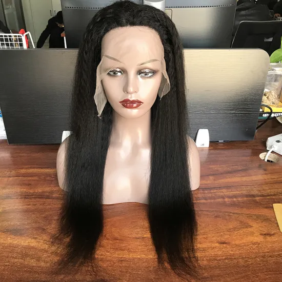 Wholesale Kinky Straight Human Hair Lace Wigs,Full Lace Wig Kinky Straight,Middle Part Lace Front 13*1 Straight Wigs For Black W