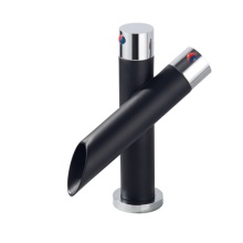 Двойные поворотные переключатели в стиле X Простая установка Латунная ручка Черный смеситель для умывальника Водопад