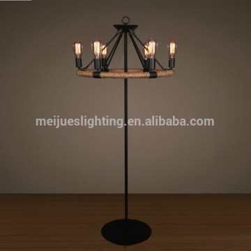 Classic Vintage Floor Lamp Circle Hemp Rope Floor Lamp