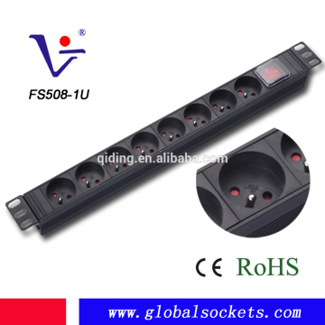 1U 8ways French type Horitonal Network cabinet Rack PDUs with switch