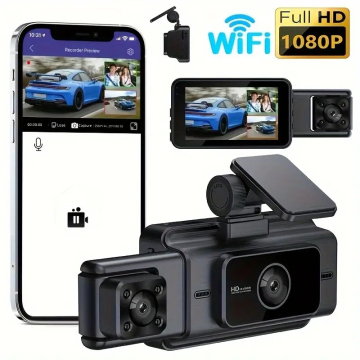 3 렌즈 전체 HD 대시 캠 Wi -Fi -1080p 3 인치 자동차 카메라