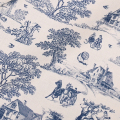 French Cotton Historial Blue Toile de jouy tkanina