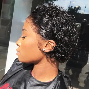 Pixie Cut Wig Short Curly Human Hair Wigs, Cheap Human Hair Wig ,13X1 Transparent Lace Wigs For Women Human Hair Pre Plucked Bob