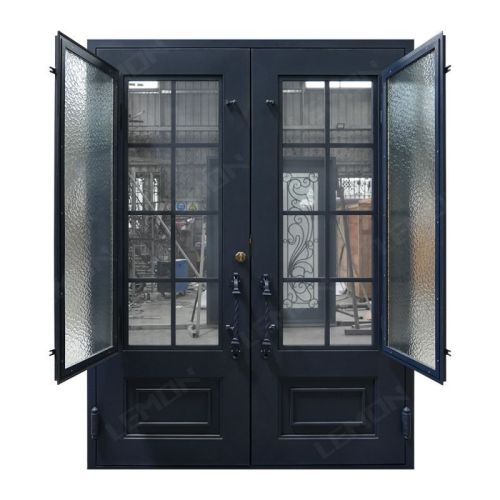 Perfect Wrought Iron Design Double Front Entry Doors