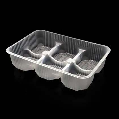 6 Compartment Translucent Disposable Quick Frozen Buns PP Plastic Tray