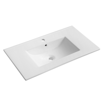 Glossy White Ceramic Wash Basin with Bathroom Cabinet Vanity