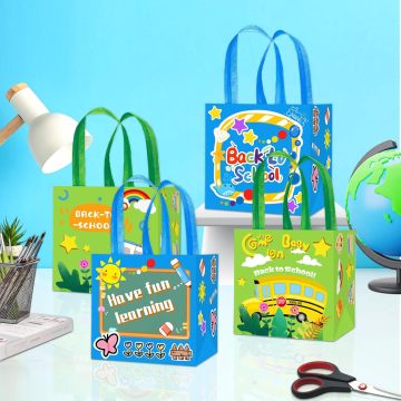 12Pack Non-Woven Reusable Back to School Gift Bags with Handles
