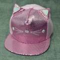 Orejas de gato rosa Paillette niños Snapback gorra