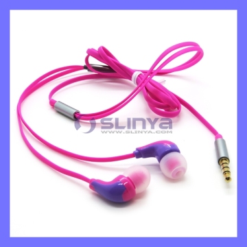 3.5mm Flat Headphone in-Ear Earphone with Mic for Smartphone