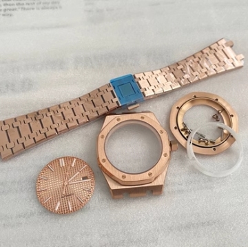 Gaya Vintage Rose Gold 41mm Steel Bracelet Watch Set dengan Gerakan NH35/36 dan Lensa Kristal Safir
