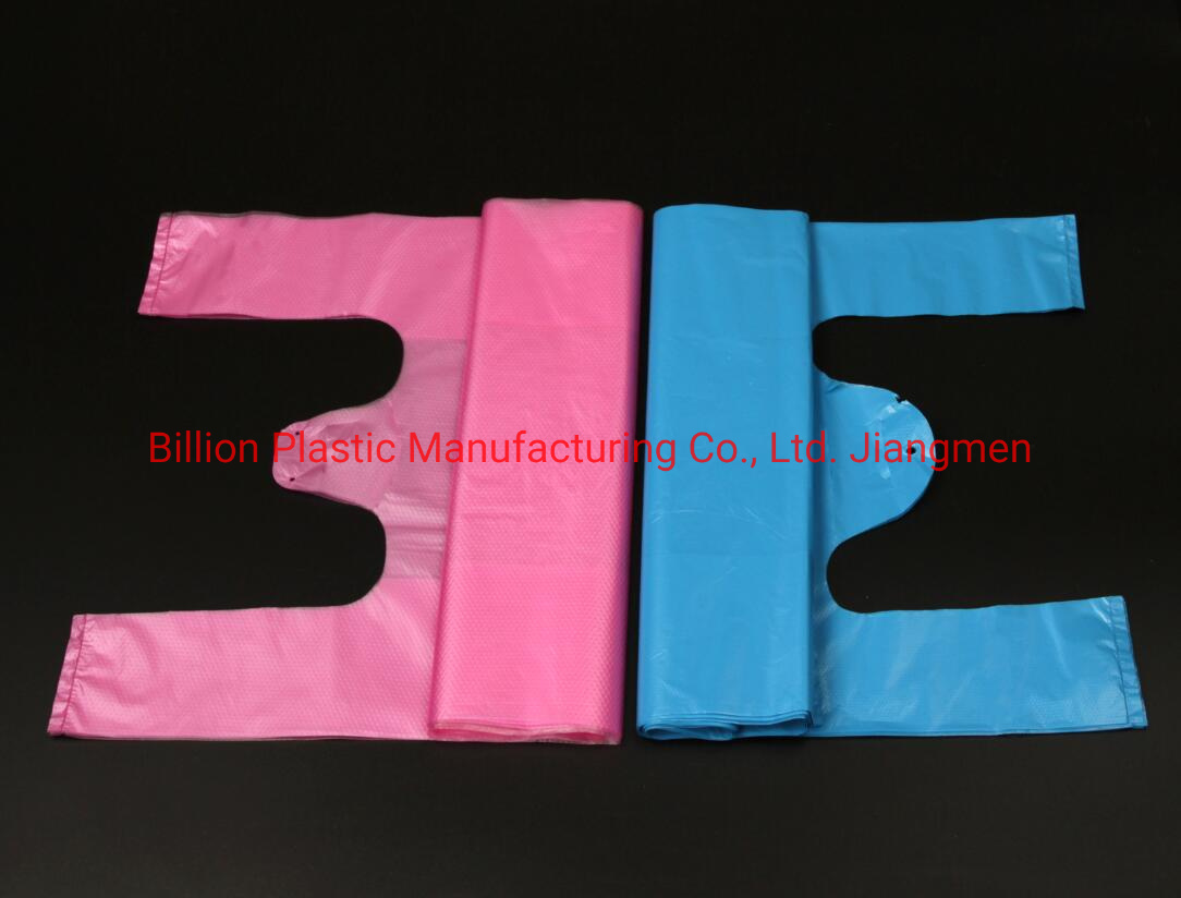 Cheap Wholesale Blue Plastic Poly Shopping T Shirt Plastic Shopper Plastic Bags