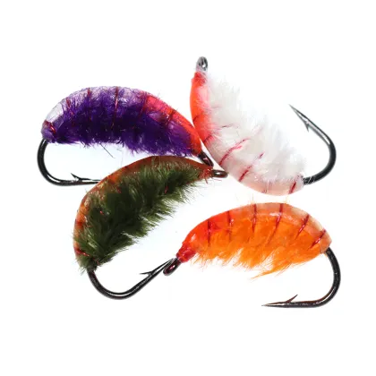 24pcs/Box Scud Bug Worm Nymphs Flies Shrimp Fishing Lures for Trout and Carp