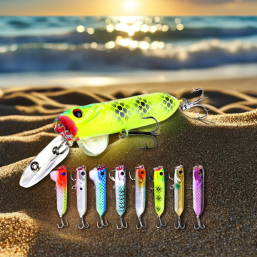 Newmajor 8 Color Popper Lure - Biomimetic 9,5 cm plastfiskbett med krok