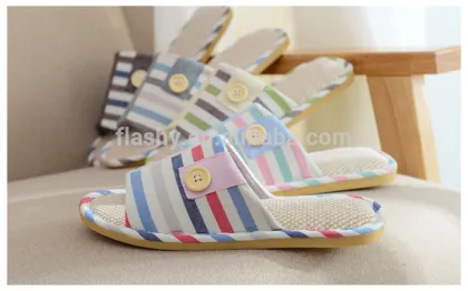 Wholesale linen women slippers linen embroidered slippers indoor 2016