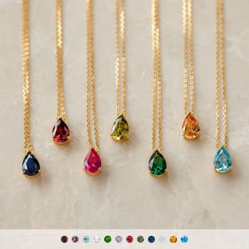 18K χρυσό από ανοξείδωτο χάλυβα Teardrop CZ Gemstone κολιέ