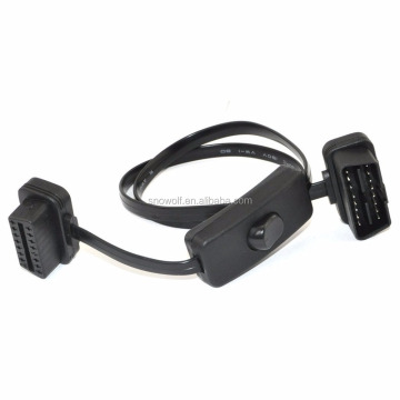 OLLGEN Ultra Slim 16 Pin Male to Female OBD II Extension Cable with Switch Adapter