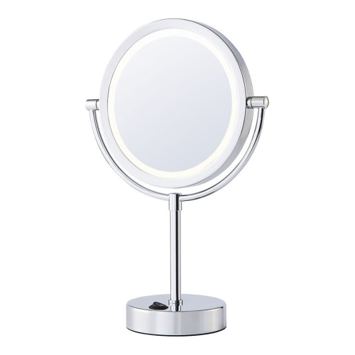 Two-sided battery magnifying mirror with lights