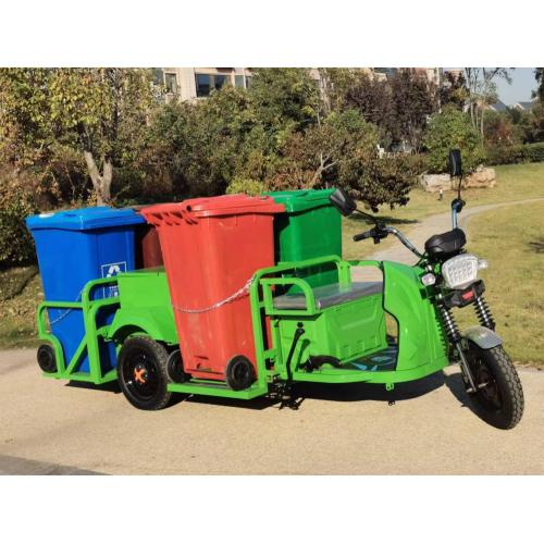 Four-barrel electric three-wheeled garbage truck