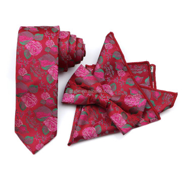 Ensembles de cravate Jacquard floraux masculins: Cravy, carrés de poche et cravates pour les cadeaux de mariage