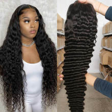 Deep Wave HD Lace Frontal Weels 30 hazbeteko 13x4 parpailak gizakientzako ile ile ileordeak Emakumeentzako Ilea Busti eta Human Lace Weel