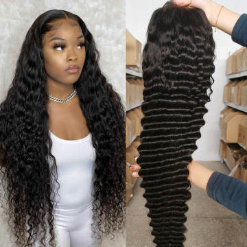 Deep Wave HD Lace Frontal Wigs 30 inch 13x4 Lace Front Human Hair Wigs For Women Glueless Wet And Wavy Human Hair Lace Wig