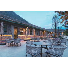 Outdoor Dining Chairs and Benches Textilene Fabric Gray Aluminum Arm Dining Chair Manufactory
