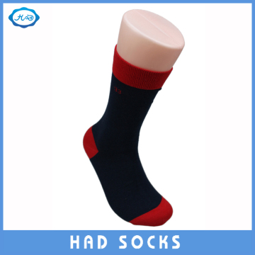 Men Red Cuff and Toe Fashion Cotton Dress Socks