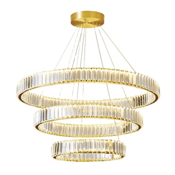 Modern Gold Bronze Crystal LED żyrandol z 3 pierścieniami