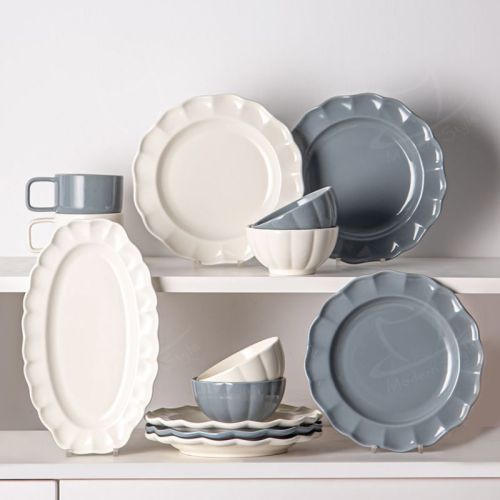 Floral Nordic Style Tableware Ceramic Nordic Plates Sunflower Shape Dinnerware Set Dinner Set Bowl Plate Solid Color