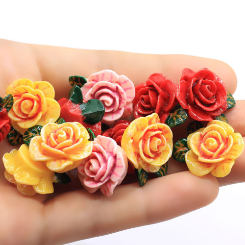 Assorted Color 24MM Resin Rose Flower Cabochon Flatback Rose Flower Cabs Flower Slime Beads Jewelry Making Findings