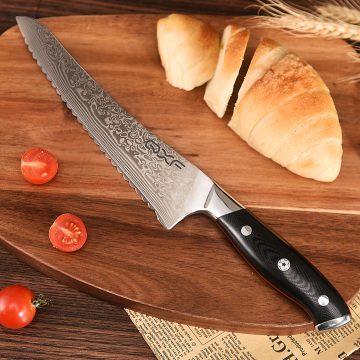 New Arrival 8 Inch 67 Layer Damascus Bread Knife with G10 Handle