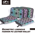 Luminous Lattice Purse for Men Diamond Iridescent Short Holografik Geometric Clutch Wallet