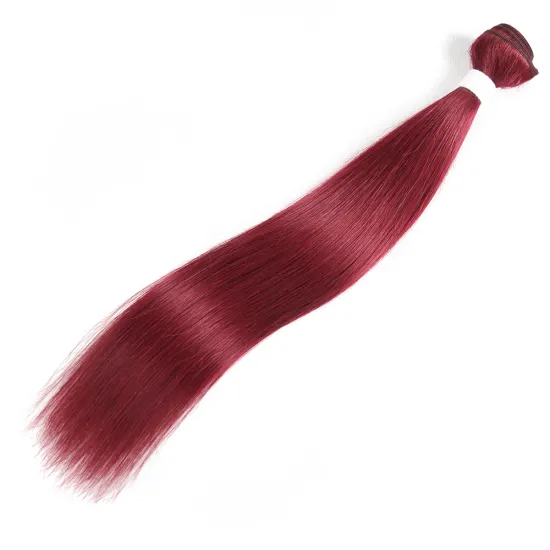 Colored Human Hair Mink Virgin Hair Extension Burgundy Bundles With Closure