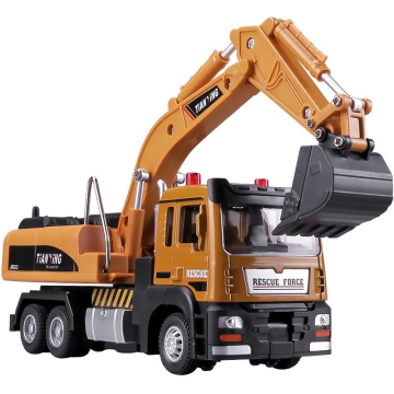 Diecast 1:32 Scale Sound & Light Metal Excavator Pullback Toy for Kids