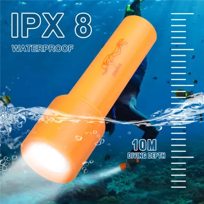 IPX8 Waterproof Rotary Switch Portable Underwater Flashlight