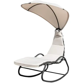 Large Canopy Outdoor Lounge Patio Swing Chair with Sun Shade and Cushion