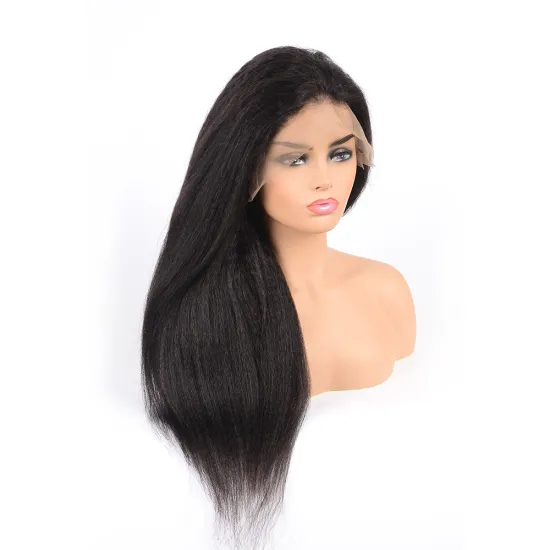 Unprocessed Virgin Cuticle Aligned Hair Brazilian Human Hair Kinky Straight 13X6 Natural Color Swiss Lace Hair Human Wigs