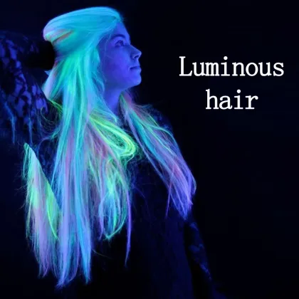 AliLeader 20inch 100% Glowing Synthetic Hair One Clip In Hair Extension Shining Hair In The Darkness