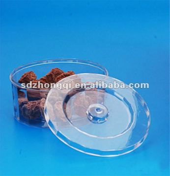 Crystal round plastic packing box with label